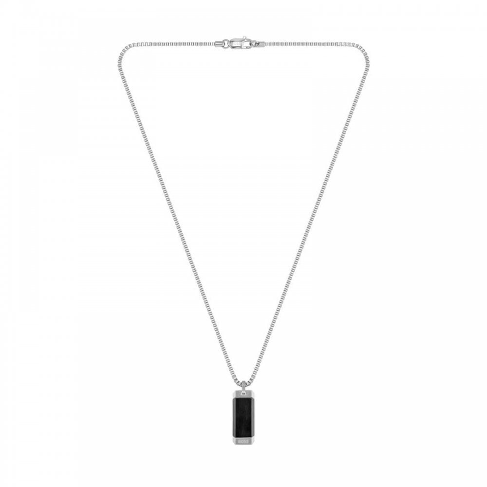 Mens Bennet Black And Steel Pendant