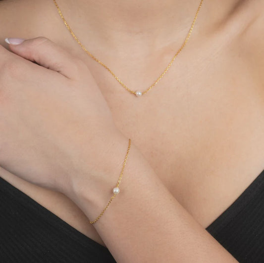 Single Pearl Bracelet - Gold
