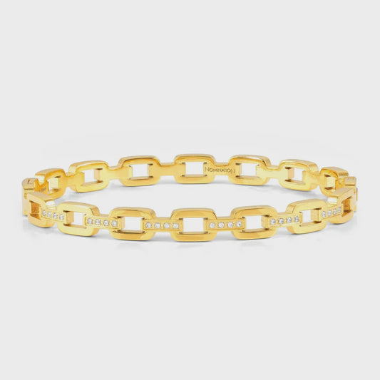 Pretty Bangles rigid chain bracelet with CZ (Gold IP Plated) SIZE MEDIUM