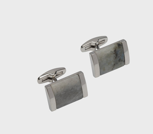 Stainless Steel Cufflinks with Labradorite