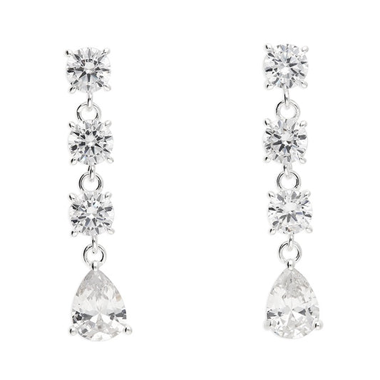 Sterling Silver cubic zirconia classic drop stud EARRINGS