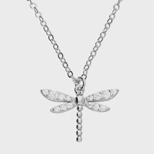 Sterling Silver Necklace Cubic zirconia dragonfly
