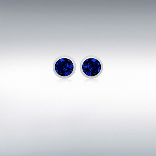 Sterling Silver 3mm Blue CZ September Birthstone 4mm Stud Earrings