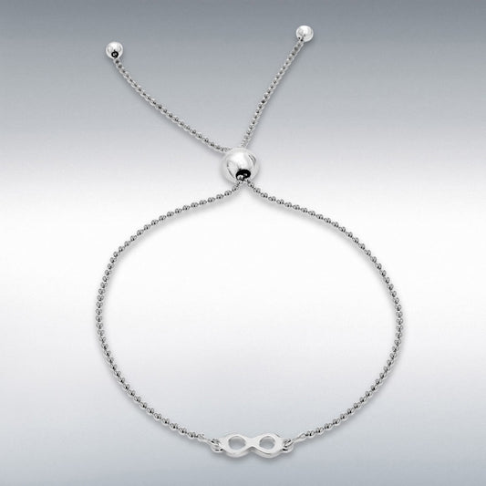 Sterling Silver Rhodium Plated 'Infinity' Sliding Adjustable Bracelet 23cm