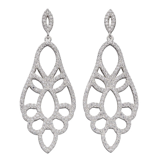 Lace Effect Cubic Zirconia Statement Earrings