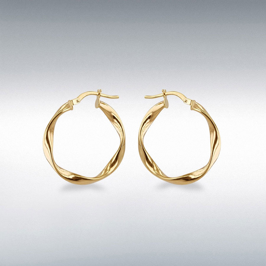 9ct Yellow Gold 25mm Twisted Hoop Creole Earrings