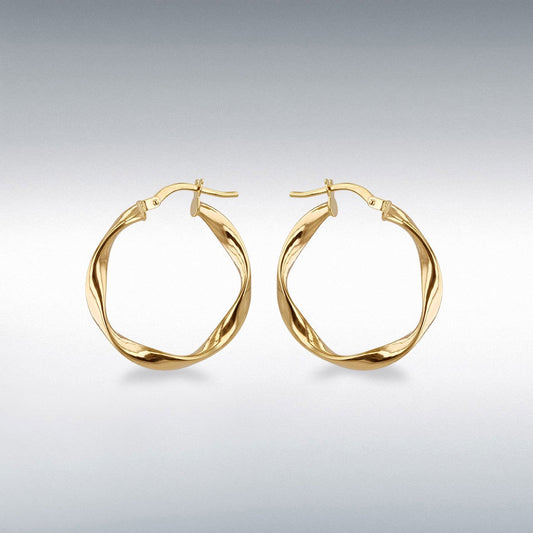 9ct Yellow Gold 25mm Twisted Hoop Creole Earrings