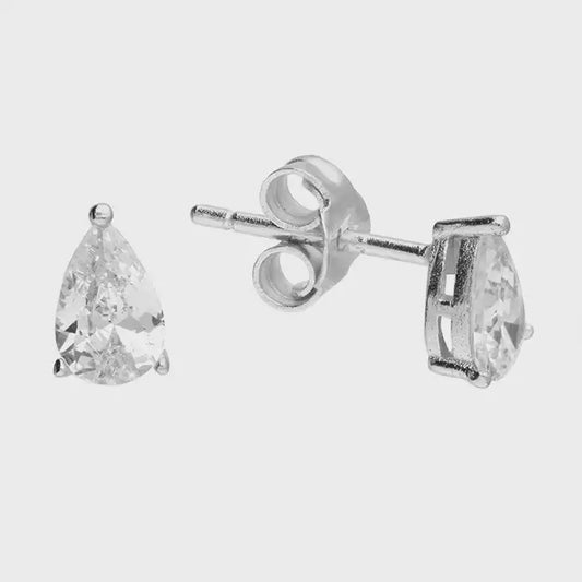 Cubic Zirconia Teardrop Studs STERLING SILVER