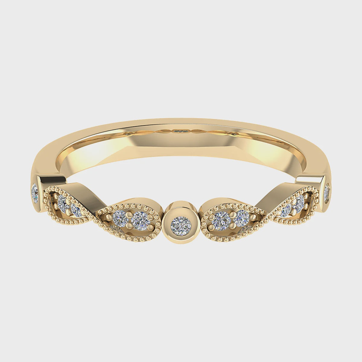 18K Yellow Gold Vintage Diamond ring size M