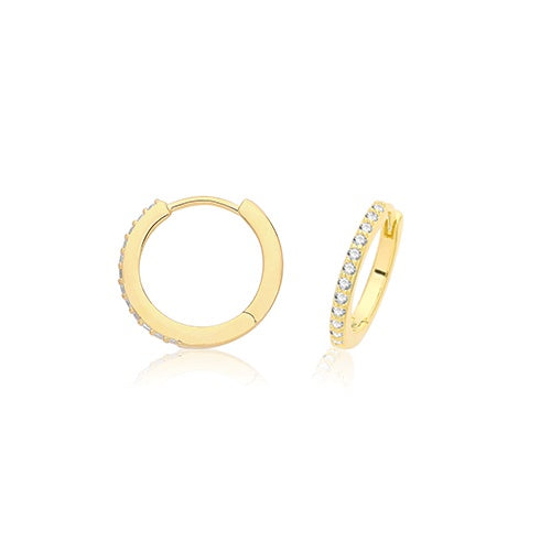 SILVER GOLD PLATED WITH CZ HINGED EARRINGS