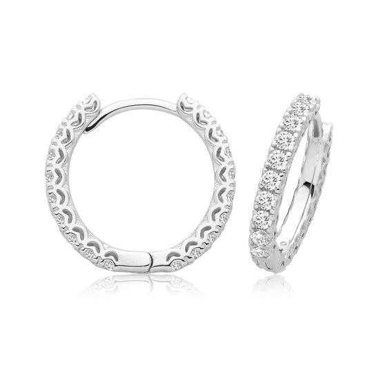 SILVER RH CZ HINGED EARRINGS