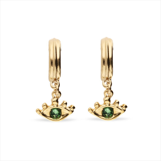 SER INTUITIVA EARRINGS WITH GREEN CRYSTALS GOLD PLATED