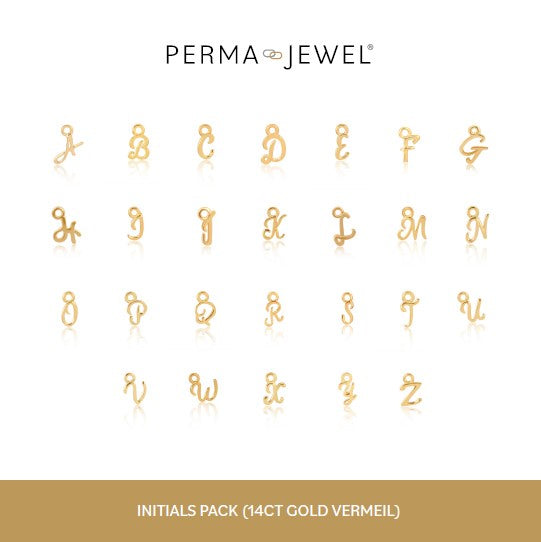14ct Yellow Gold Vermeil Initial Charms for Permanent Jewellery