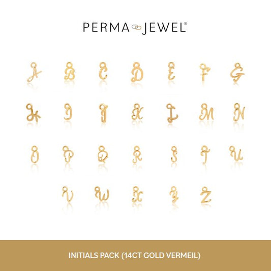 14ct Yellow Gold Vermeil Initial Charms for Permanent Jewellery