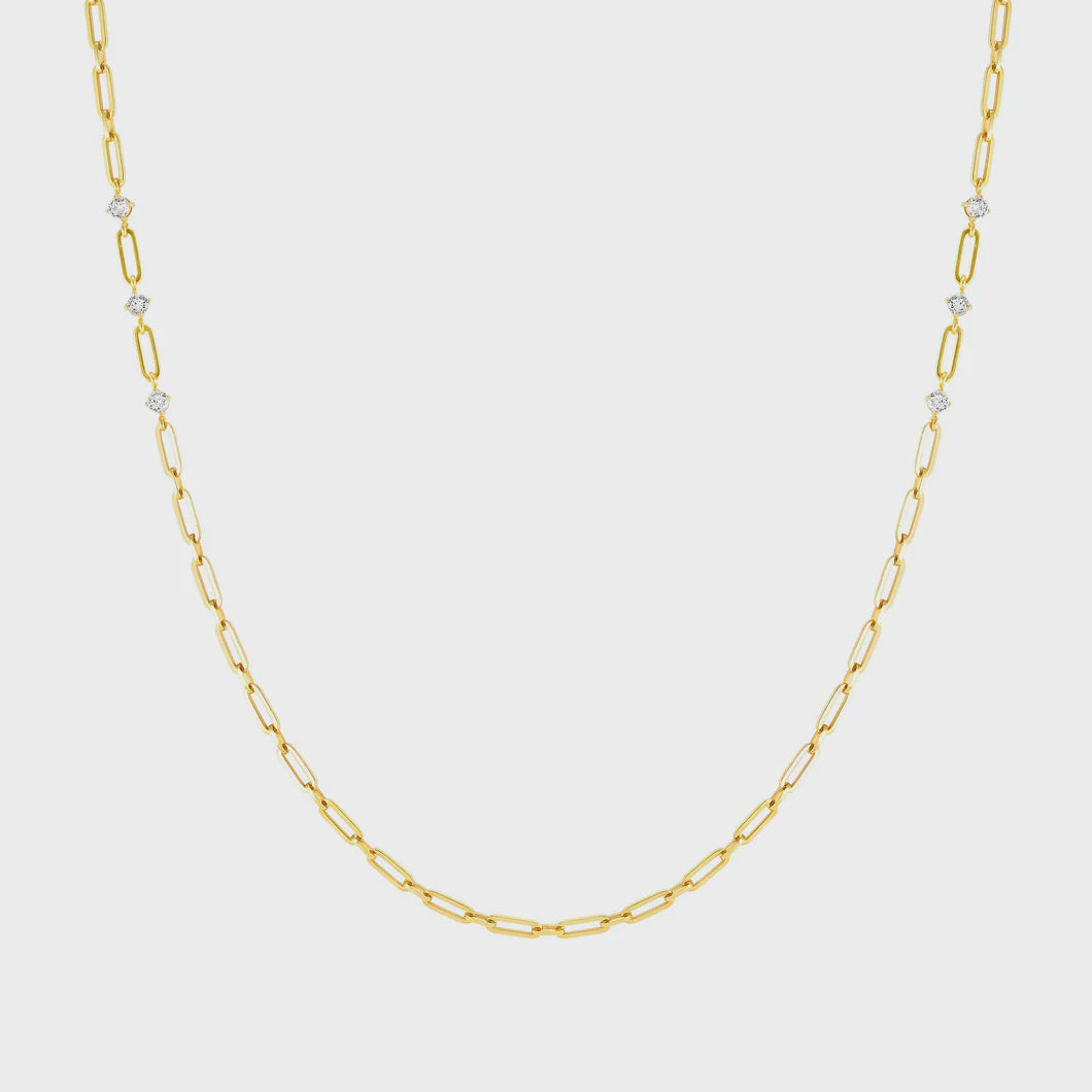 Chainsofstyle long necklace with Cubic Zirconia (Gold IP Plated)