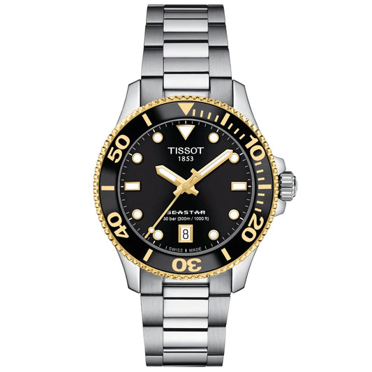 TISSOT SEASTAR 1000 36MM PVD GOLD AND BLACK BEZEL