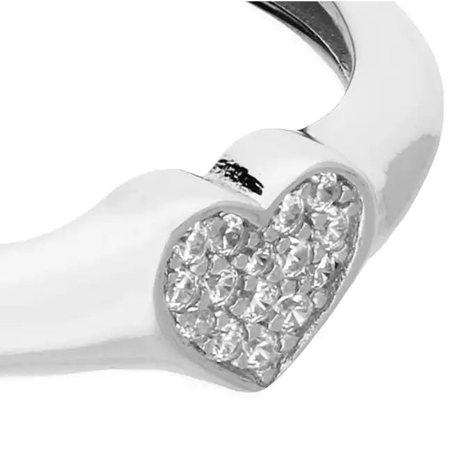 Sterling Silver Ring Cubic Zirconia Heart Micro Cluster