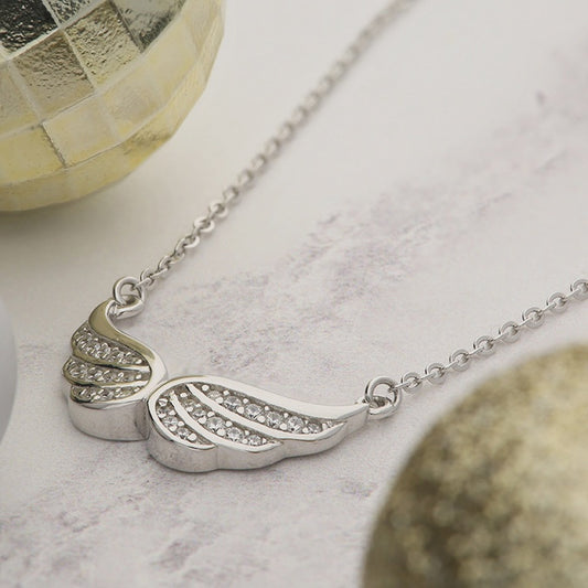 Cubic Zirconia Angel Wings Necklace