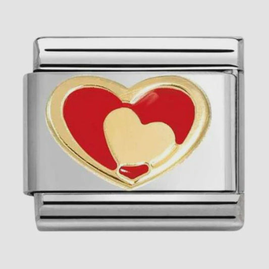 Nomination Classic Stainless Steel Gold in Red Heart Charm