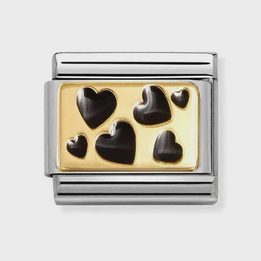 Composable Classic Link, Black Hearts Plaque