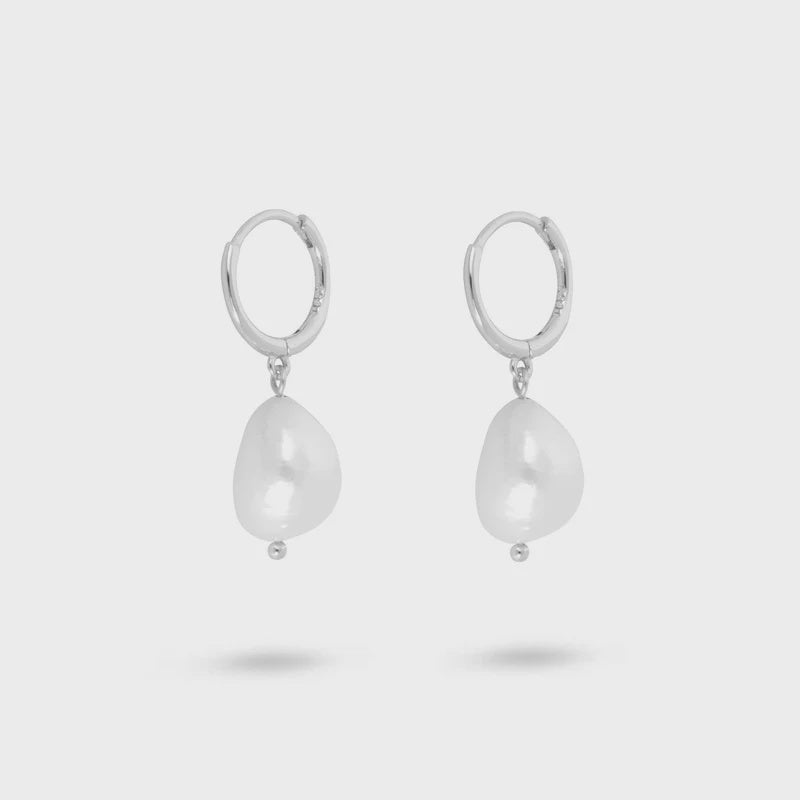 Pearl Drop Huggie Hoops