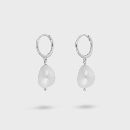 Pearl Drop Huggie Hoops