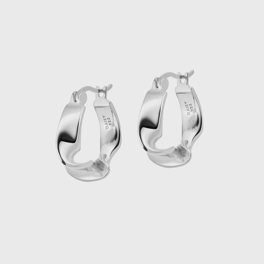 Wavy Hoop Earrings Sterling Silver