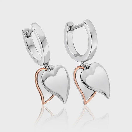 Cwtch Double Heart Drop Earrings