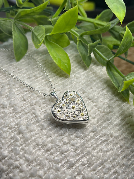 Daisy Heart Locket Necklace