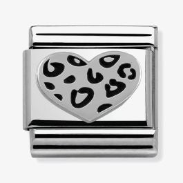 Composable Classic OXIDIZED SYMBOLS in st,steel and sterling silver (05_Leopard heart)