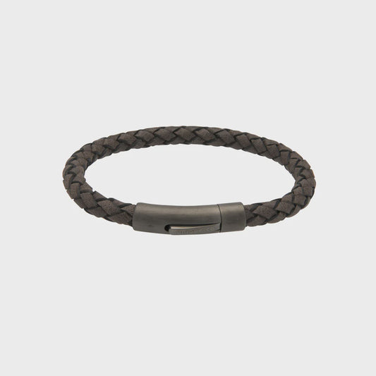 Moro Leather Bracelet with Matte/Gunmetal IP Steel Clasp 21cm