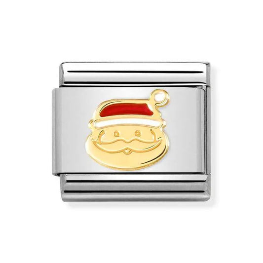 COMPOSABLE Classic CHRISTMAS in stainless steel with enamel and bonded yellow gold (24_Face of Santa Claus)