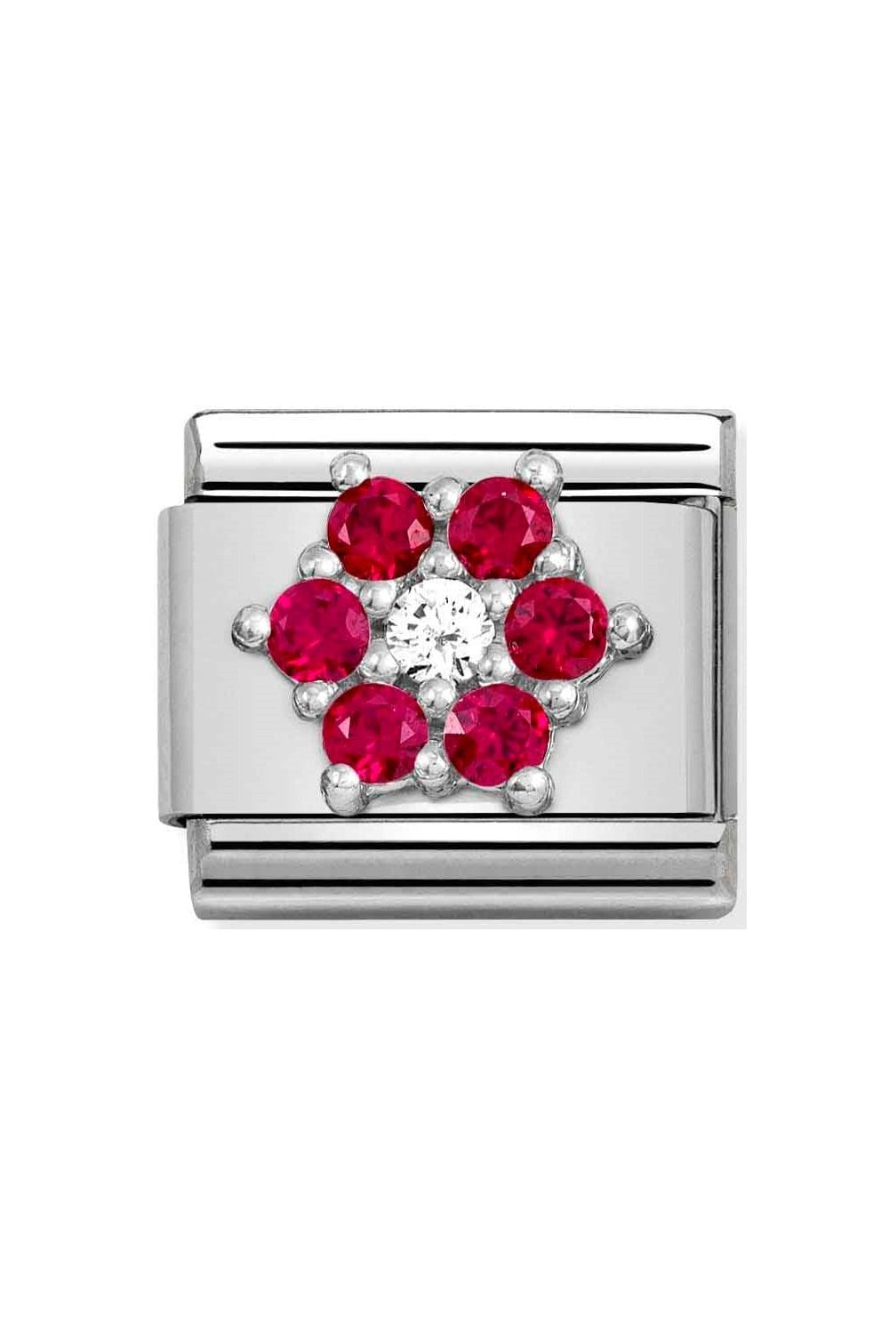 Composable CL SYMBOLS steel, Cz and silver 925 RICH (02_RED and WHITE flower)