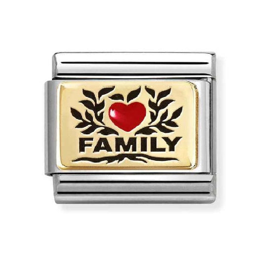 Family 9k Yellow Gold Link with Red Heart
