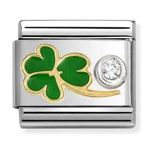 Nomination Gold Green Clover Charm