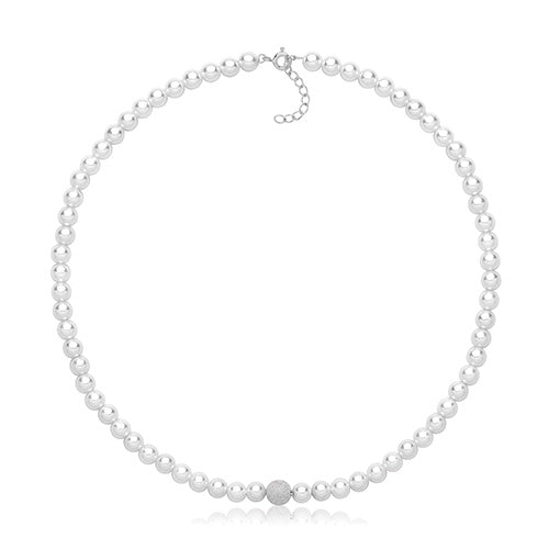 SILVER RHODIUM PLATED SHELL PEARL NECKLET