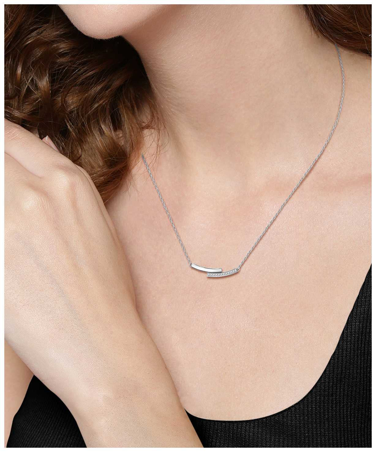 Ladies Necklace Stainless Steel And Cubic Zirconia stones