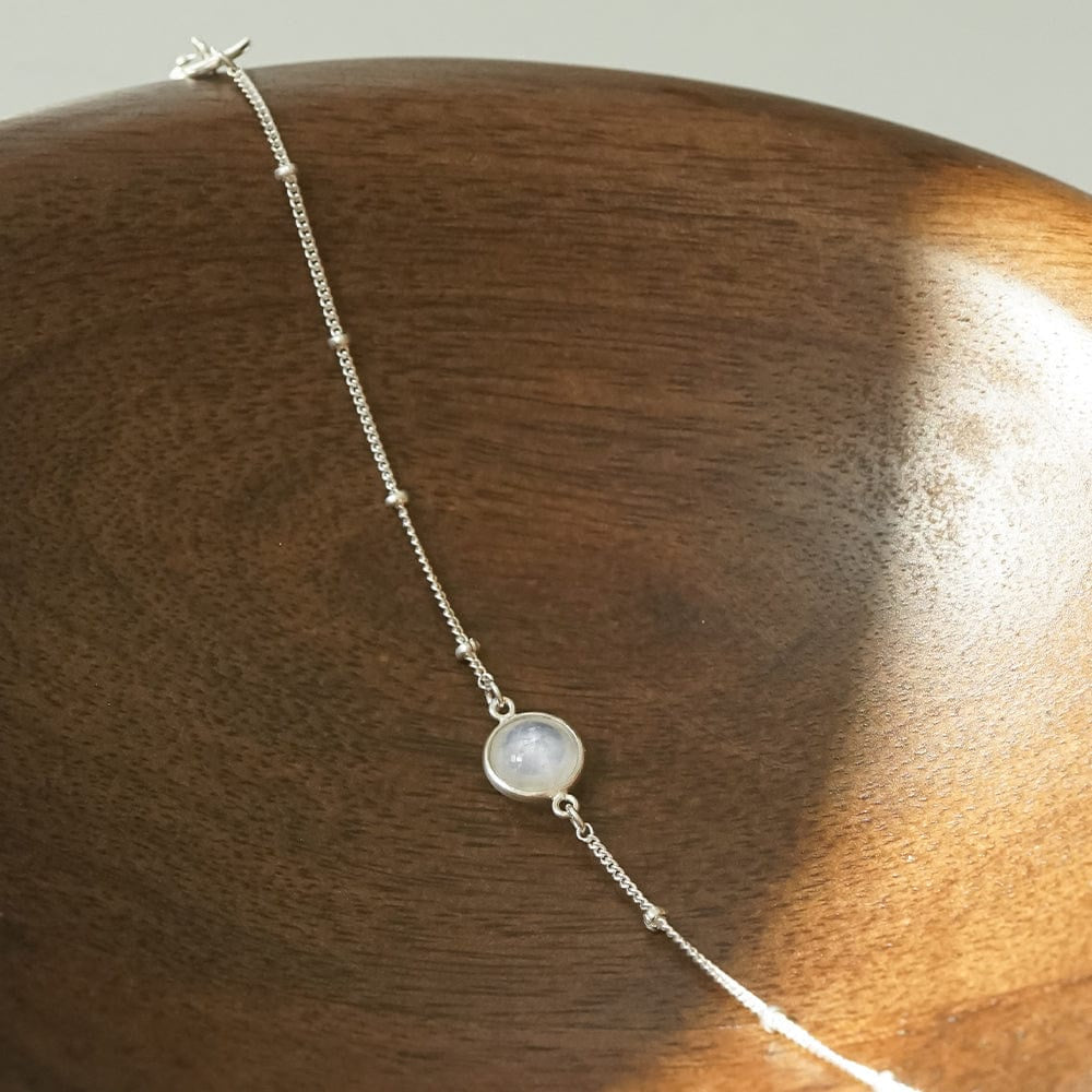 Rainbow Moonstone Healing Stone Bobble Bracelet Silv