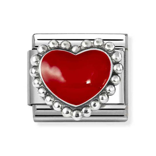 Composable Classic Link, Red Heart, beaded setting