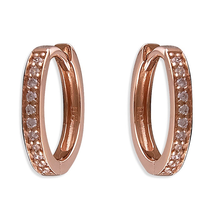 Rose gold-plated small cubic zirconia hinged huggie