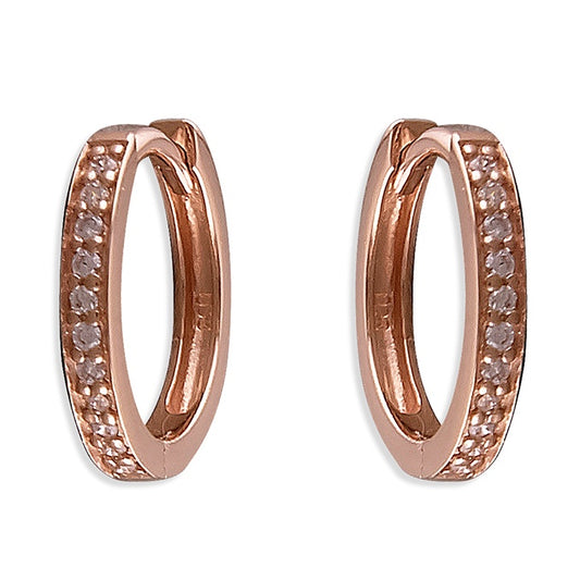 Rose gold-plated small cubic zirconia hinged huggie