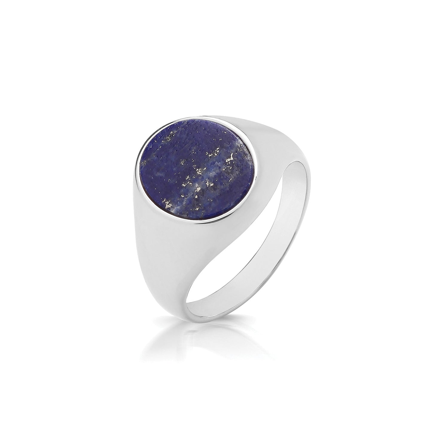 SILVER TRIPLE PLATED OVAL LAPIS SIGNET RING SIZE L