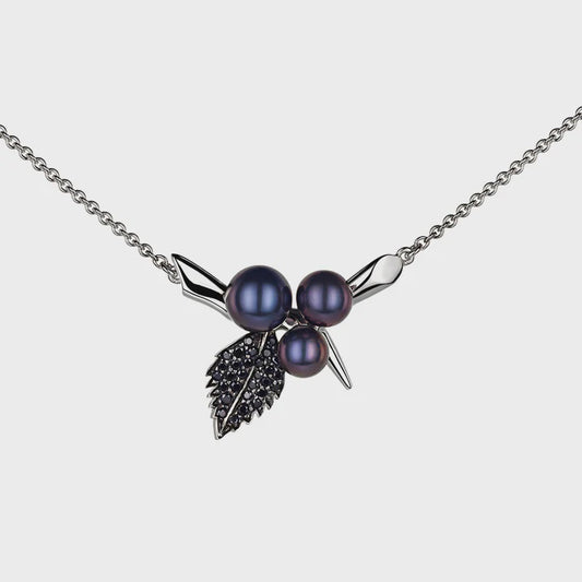 Blackthorn Triple Pearl Leaf Pendant