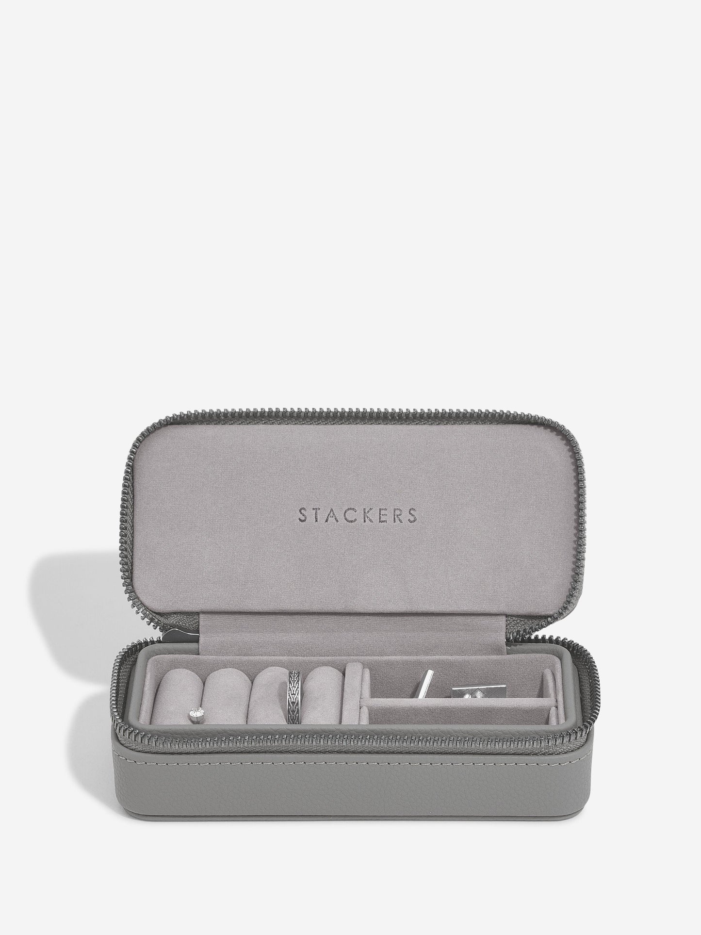 Zipped Travel Jewellery Box Slate GREY