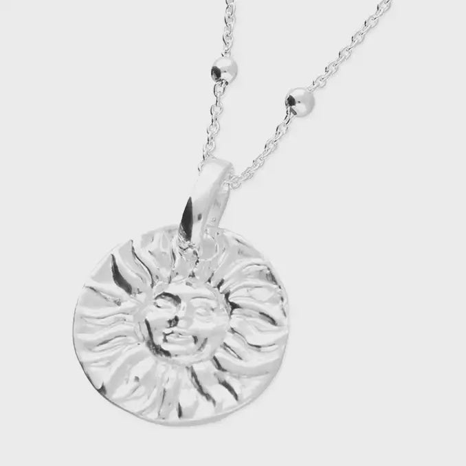 Sun and Moon reversible sterling silver necklace