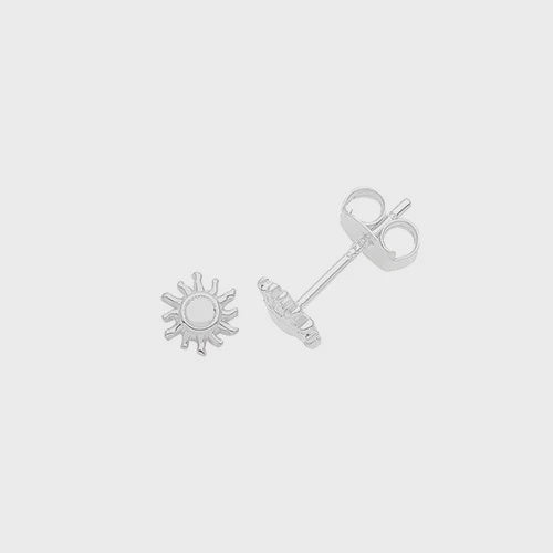 Silver sun stud earrings