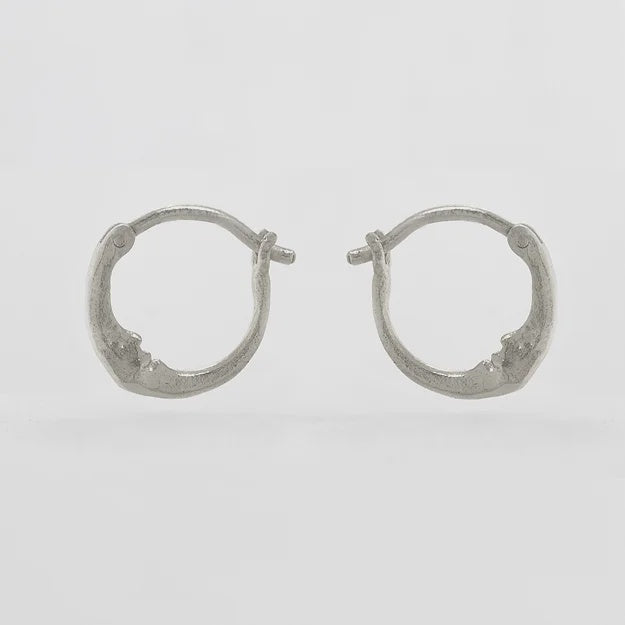 Tiny Crescent Moon Hoop Pair Silver