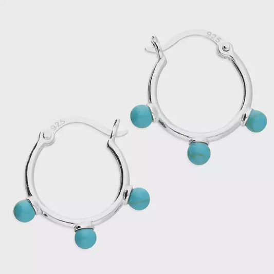 15mm Triple synthetic turquoise ball hinged hoop