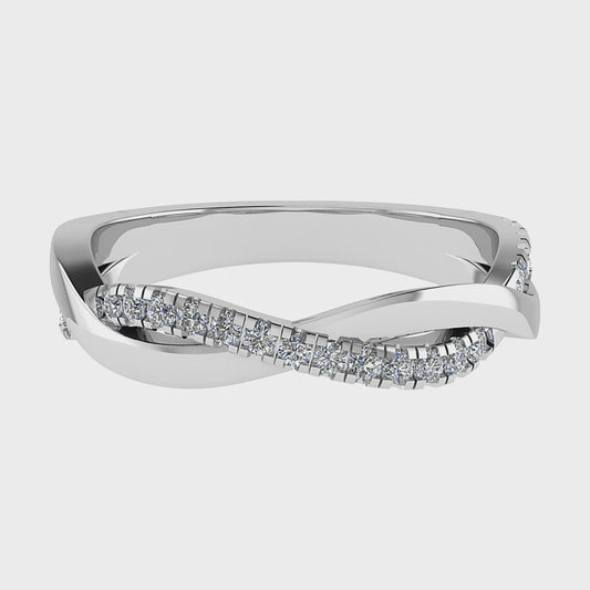 18K White Gold Diamond twist wedding ring size K