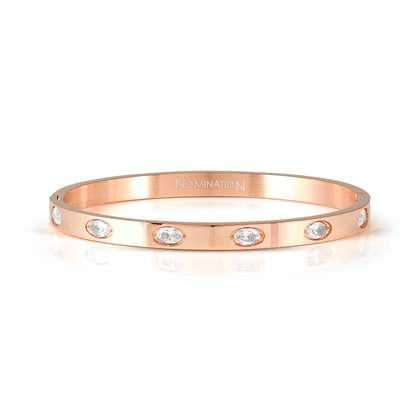 Nomination Clear CZ Oval Stones Rose Gold Tone Bangle